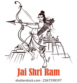 Jai Shri Ram vector simple line art illustration svg