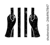Jail bars black hand drawn icon in grunge look