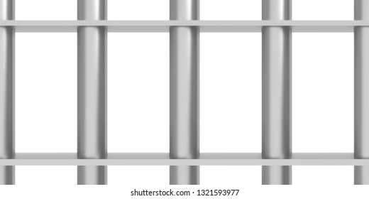 Jail bars isolated on white or transparent background. Editable prison bars for photo, banners or posters.