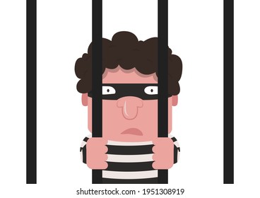 Jail cartoon vector. free space for text. wallpaper. Bandit character design.
