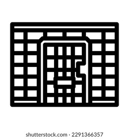 vector de icono de línea de crimen de barras de celdas de la cárcel. signo de crimen en las barras de celdas de la cárcel. símbolo de contorno aislado ilustración negra