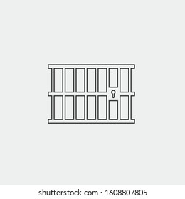 Jail cell prison line icon