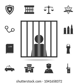 jail criminal human hands bars prisioner person man icon. Detailed set of police element icons. Premium quality graphic design. One of the collection icons for websites, web design on white background