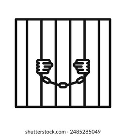 jail criminal prisioner icon Black line art vector