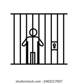 jail criminal prisioner icon linear logo mark in black and white