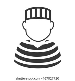 jail criminal prisioner person man striped vector graphic isolated and flat illustration