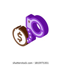 jail or freedom for money bail icon vector. isometric jail or freedom for money bail sign. color isolated symbol illustration