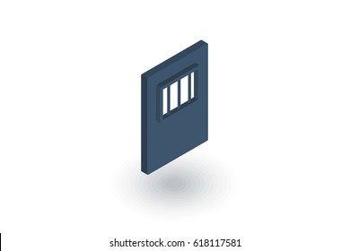 jail gate door isometric flat icon. 3d vector colorful illustration. Pictogram isolated on white background