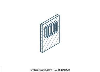 jail gate door isometric icon. 3d vector illustration. Isolated line art technical drawing. Editable stroke