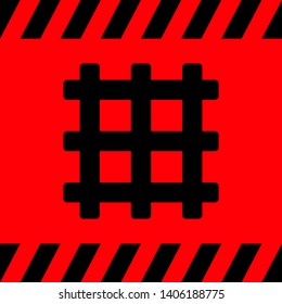 Jail grid sign black on red background, vector illustration for design