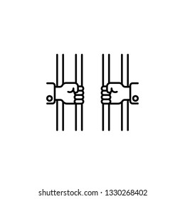 Jail, hands icon. Element of law and justice icon. Thin line icon for website design and development, app development. Premium icon