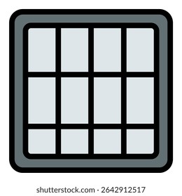 Jail icon flat line style illustration representing incarceration and criminal justice, suitable for law enforcement, legal, and public safety-related projects