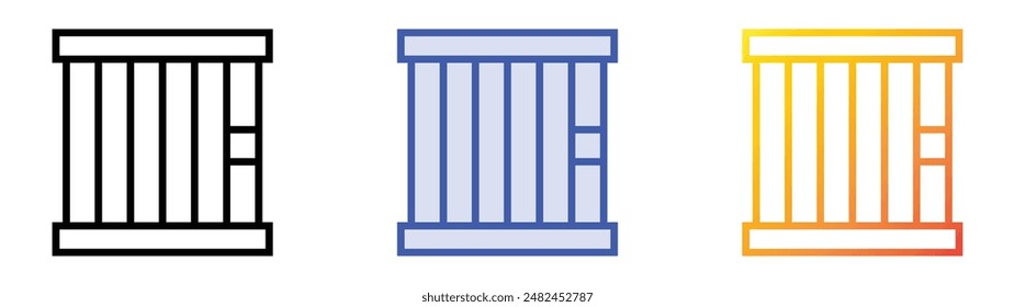 Gefängnis-Symbol. Lineares, blaues Füllungs- und Verlaufsstil-Design auf weißem Hintergrund
