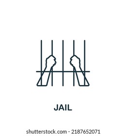 Jail icon. Monochrome simple line Crime icon for templates, web design and infographics