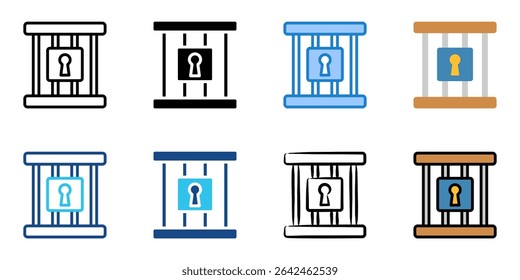 Jail icon set multiple style collection 
