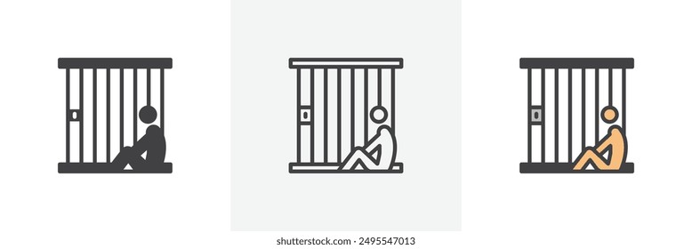 Jail icon symbol collection on white background.