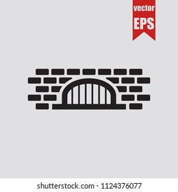 Jail icon in trendy isolated on grey background.Vector illustration.