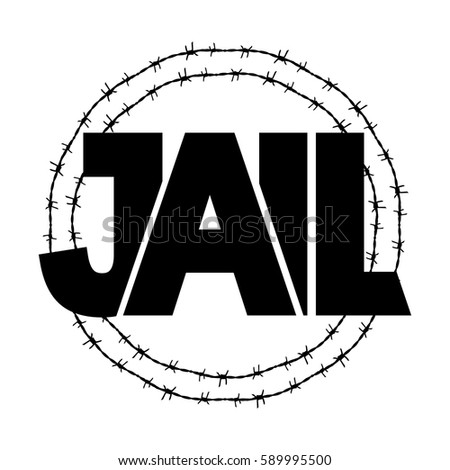 jail icon vector. circle barbed wire black. tattoo lettering