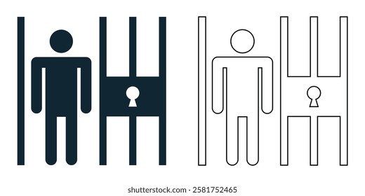 jail icon vector, crime content, law enforcement, justice, security, and legal system illustrations pictogram symbol ui and ux design, glyphs and stroke line