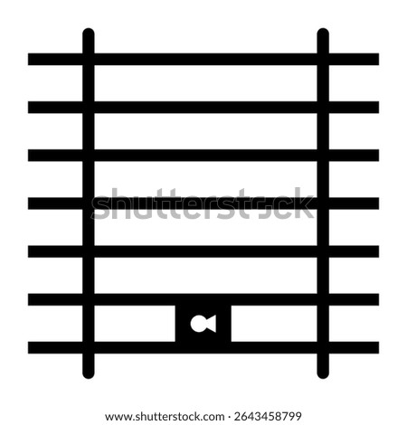 Jail icon vector design. Jail sign. Prison icon design vector symbol isolated on white background. Metal cage with bars and lock. Crime justice icon. 