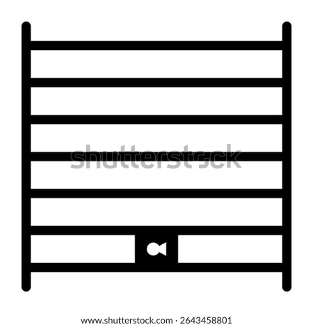 Jail icon vector design. Jail sign. Prison icon design vector symbol isolated on white background. Metal cage with bars and lock. Crime justice icon. 