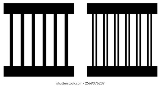 Jail icon vector isolated on white background, logo concept of Jail sign on white background, black filled symbol. prison icon, symbol, vector. simple flat trendy style vector. Design Eps 10