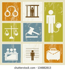 jail icons over beige background. vector illustration