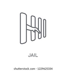 Jail linear icon. Modern outline Jail logo concept on white background from law and justice collection. Suitable for use on web apps, mobile apps and print media.