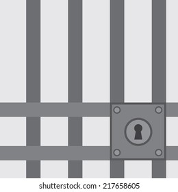 Jail with lock on the bars 