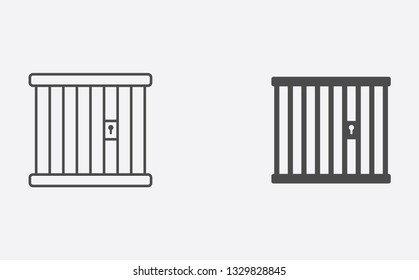 Jail outline and filled vector icon sign symbol