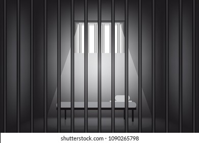 Jail with prison bar and Prisoner's bed
vector illustration eps.10