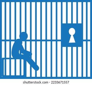 Jail or prison with bars icon, jail cell prison vector icon