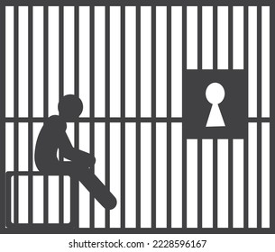 Jail or prison with bars icon, jail      symbol vector