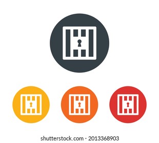 Jail, prison, cell cage, gaol, penitentiary icon vector on circle design.