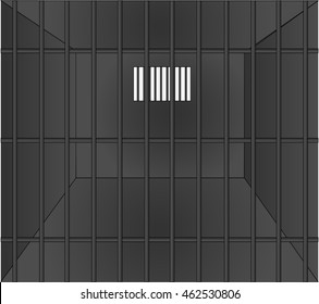 Jail or prison cell. Obsolete gray grunge concrete room.