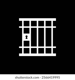 Jail, prison icon isolated on black background. Vector illustration.