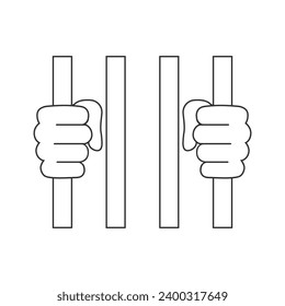 Cárcel, icono de la línea de la prisión. Ilustración vectorial, diseño plano 