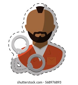 jail prisoner with dark skin icon image vector illustration design 
