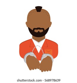 jail prisoner with dark skin icon image vector illustration design 