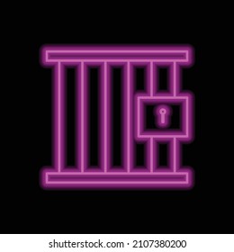 Jail simple icon. Flat desing. Purple neon on black background.ai