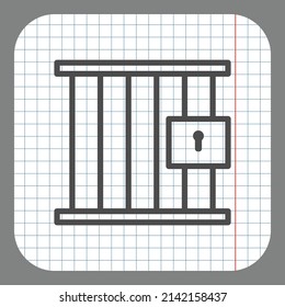 Jail simple icon. Flat desing. On graph paper. Grey background.ai
