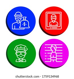 jail simple icons set. Contains such icons as Thief, Arrest, Cop, Prisoner, can be used for web, mobile and logo