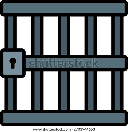 Jail vector design in modern style, criminal punishment and anti-corruption sentencing concept, law enforcement illustration. Filled Line Icon