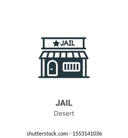 Jail vector icon on white background. Flat vector jail icon symbol sign from modern wild west collection for mobile concept and web apps design.