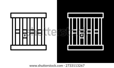 Jail White Icon Set Vector