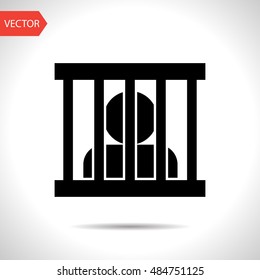 Jailed man, prison vector flat icon