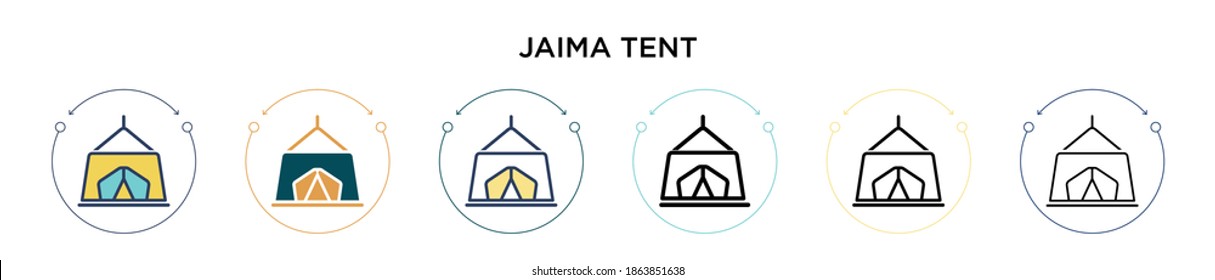 Jaima tent icon in filled, thin line, outline and stroke style. Vector illustration of two colored and black jaima tent vector icons designs can be used for mobile, ui, web