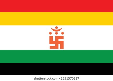 Jain Flag Vektor, World Jainism Flag Tag Design Concept, geeignet für Social Media Post Vorlagen, Plakate, Grußkarten, Banner, Hintergründe, Broschüren. Vektorgrafik.