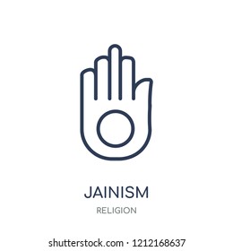Jainism icon. Jainism linear symbol design from Religion collection. Simple outline element vector illustration on white background.