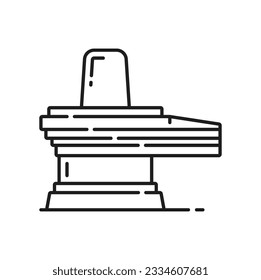 Símbolo de religión jainismo de Lingam o Shiva Linga, icono del vector religioso jain. Adoración del jainismo, ceremonia y símbolo ritual del Dios Shiva, el Lingam o la Linga de religión hindú y filosofía dharma